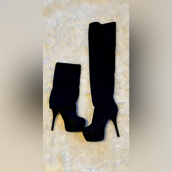 37 US7 No Name SkyHigh Platform Black Suede Over The Knee Platform Boots - Picture 10 of 10